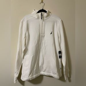 NWT Nautica‎ Men’s Quarter Zip Sweater in Navy and White - L